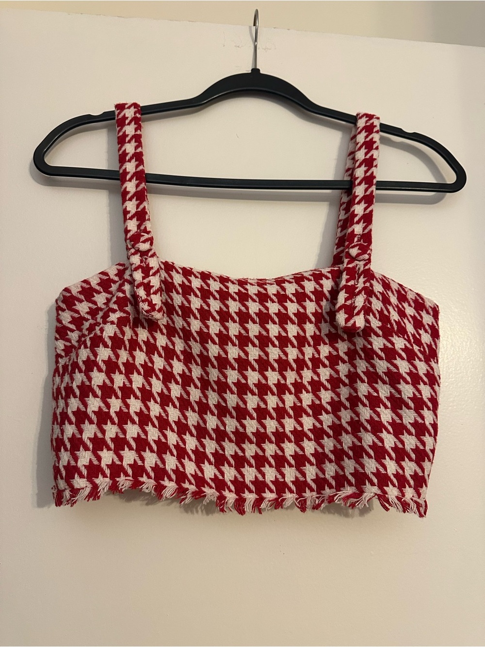 Lovers + Friends Red Houndstooth Crop Top